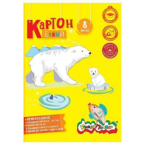 картон белый  а4, 8л, 190г/м2, в папке, кбн8а4-шк /sformat