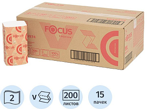 полотенца бум. 2-сл, zz (v-сложение) 200л, 23*23 н3 premium 34гр/м2 /focus