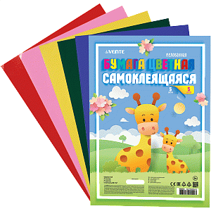бумага цветная самоклеящаяся  а4, 5цветов, 5листов, мелованная, 80г/м2, в пакете, 8040501  /devente