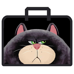 папка с ручками а4 недовольный кот, на молнии, пластик, тканевыеручки, 76575 /сentrum изображение папка с ручками а4 недовольный кот, на молнии, пластик, тканевыеручки, 76575 /сentrum