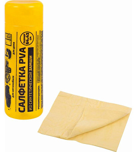 салфетка синтетич. pva-замша 64x43 см, в тубе, желтая, для авто, дома, офиса, грандмастер