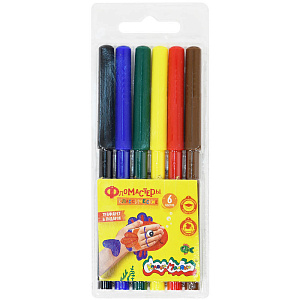 фломастеры 6цв каляка-маляка, вент. колпачки,  блистер фкм06