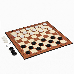 шашки игра настольная, с доской 33*33 см, d-2.5 см