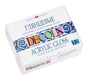 акрил 12цв*20мл глянцевый 2941116 /decola