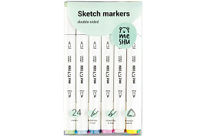 набор худож. маркеров 24цв основные цвета, 2-6мм, двухст., трехгр. ms_38264 /meshu