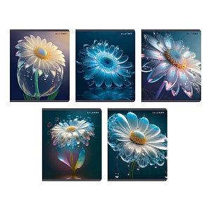 тетрадь 48л клетка фантастические цветы. мко,  ламин. глиттер, 488673 /listoff