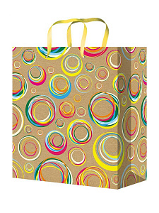 пакет бумажный 18*23*10 разноцветные круги, крафт-бумага, ламинир., пкп-4223 /miland фото