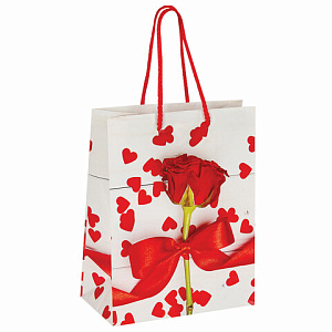 пакет бумажный 18*23*10 роза с лентой, 606574 /золсказка фото