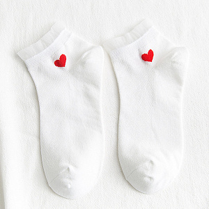 носки укороченные лето в стиле ретро, р-р 36-40, белые в сердечком, 59948 /sova