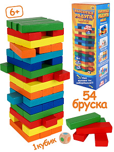 игра настольная башня. высотка радуга 27см 54эл. ин-9656 /рыжийкот