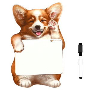 доска магнитно-маркерная 190*280 веселый корги. + маркер. 69335 /фен