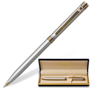 ручка шариковая galant brigitte, корпус серебристый, зол. детали, футляр, синяя 141009